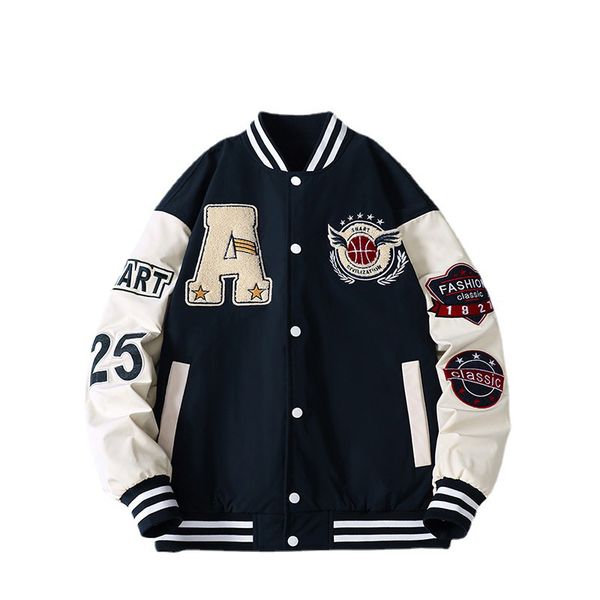spring and autumn men's jacket crewneck women's short baseball clothes spliced hip hop street wear couple style coat fashion briti, Black;brown
spring and autumn men's jacket crewneck women's short baseball clothes spliced hip hop street wear couple style coat fashion briti, Black;brown