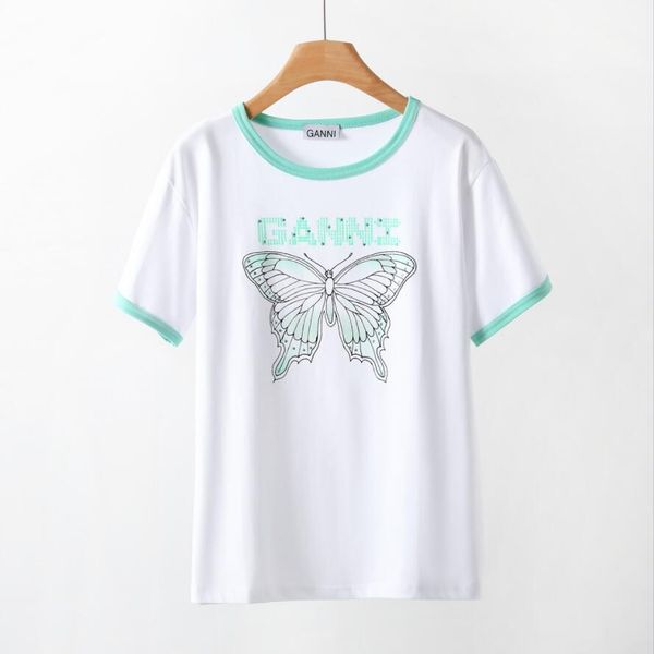 23ss gannis new womens t shirts letter laminated print butterfly short sleeve high street loose oversize casual t-shirt 100% pure cotton fo, White
23ss gannis new womens t shirts letter laminated print butterfly short sleeve high street loose oversize casual t-shirt 100% pure cotton fo, White