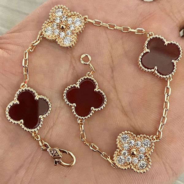 designer bracelet luxury 4 four leaf clover charm elegant fashion 18k gold agate shell mother of pearl couple holiday special counterv0c3, Black
designer bracelet luxury 4 four leaf clover charm elegant fashion 18k gold agate shell mother of pearl couple holiday special counterv0c3, Black