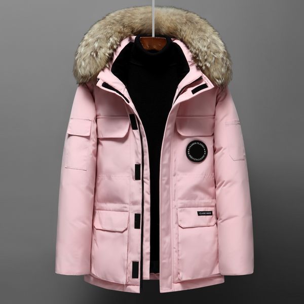 down jacket women's and men's medium length winter new canadian style overcame lovers' working clothes thick goose down men c, White;black
down jacket women's and men's medium length winter new canadian style overcame lovers' working clothes thick goose down men c, White;black