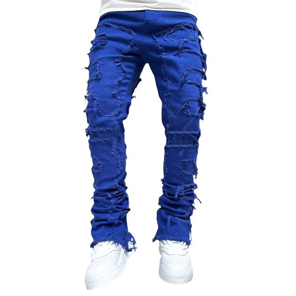 men's jeans regular fit stacked patch distressed destroyed straight denim pants streetwear clothes casual jeanxel1, Blue
men's jeans regular fit stacked patch distressed destroyed straight denim pants streetwear clothes casual jeanxel1, Blue