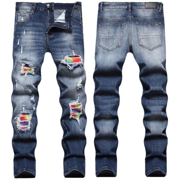 mens jeans designer ripped embroidery pentagram patchwork for trend brand motorcycle pant skinnywb1h, Blue
mens jeans designer ripped embroidery pentagram patchwork for trend brand motorcycle pant skinnywb1h, Blue