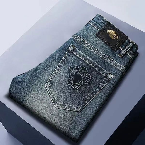 mens loose jeanss vers designer pants business casual long medusa gold-plated button man sweatpants baggy jeans for menr206, Blue
mens loose jeanss vers designer pants business casual long medusa gold-plated button man sweatpants baggy jeans for menr206, Blue
