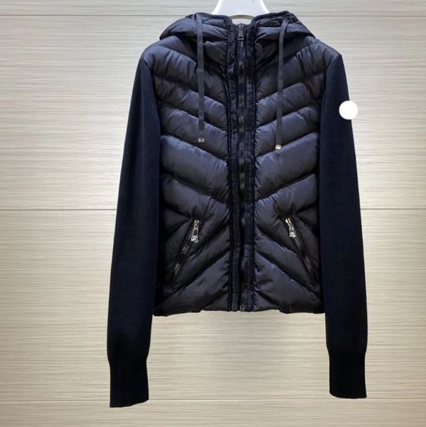 luxury designer women down parkas embroidered badge knitted panel slim stand collar thin windproof down jacket size s/m/l or3g, Black
luxury designer women down parkas embroidered badge knitted panel slim stand collar thin windproof down jacket size s/m/l or3g, Black