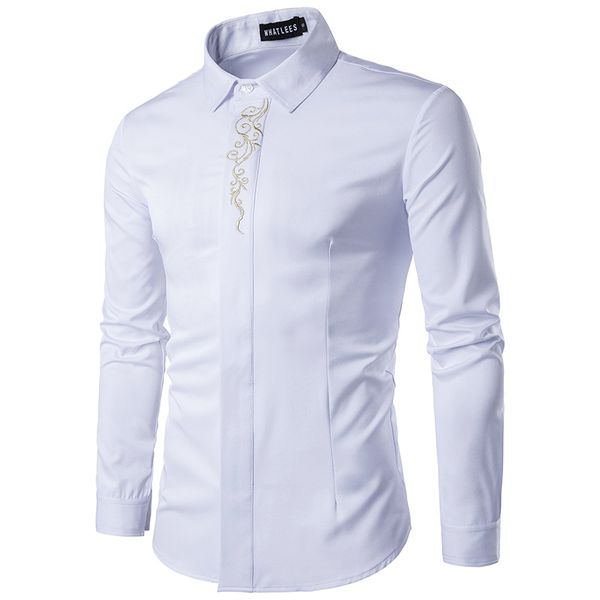 men new long sleeve chemise homme casual slim fit button down irregular shirt mens dress shirts print wedding tuxedo 4u75, White;black
men new long sleeve chemise homme casual slim fit button down irregular shirt mens dress shirts print wedding tuxedo 4u75, White;black