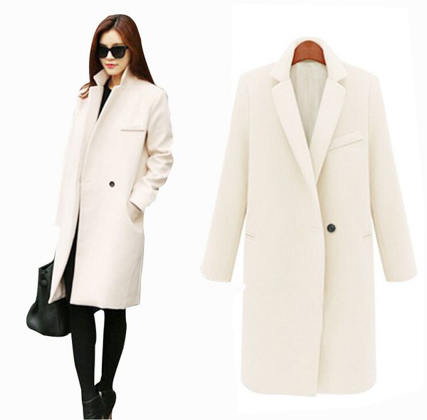 

Осень / зима длинные кашемировые пальто женщин 2015 Европейский и американский мода тонкий блейзер шеи длинные шерсти ветровка одежда пальто для женщин