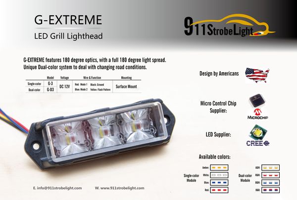 g-extreme vehicle led strobe warning light, 3w led, slave surface mount lighthead, 12-24v dual-color system, 180° light visible warning.
g-extreme vehicle led strobe warning light, 3w led, slave surface mount lighthead, 12-24v dual-color system, 180° light visible warning.