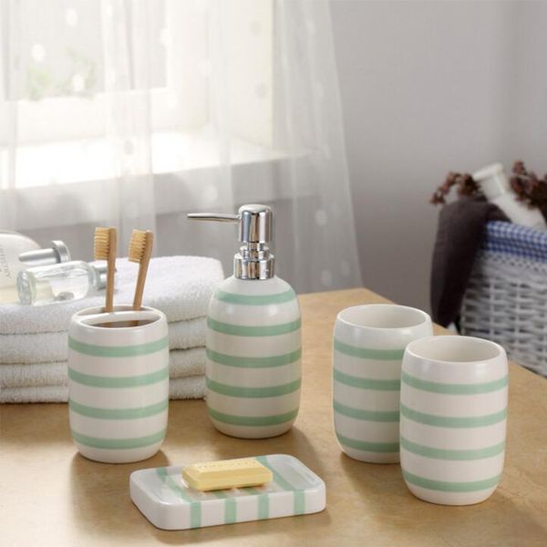 ceramic bathroom accessories toothbrush holder dispenser soap dish cups 5piece /set green striped home l bath room products
ceramic bathroom accessories toothbrush holder dispenser soap dish cups 5piece /set green striped home l bath room products