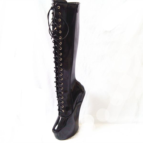 20cm high height boot pu platform hoof heels knee-high boot us size 6-14 no.13666, Black
20cm high height boot pu platform hoof heels knee-high boot us size 6-14 no.13666, Black