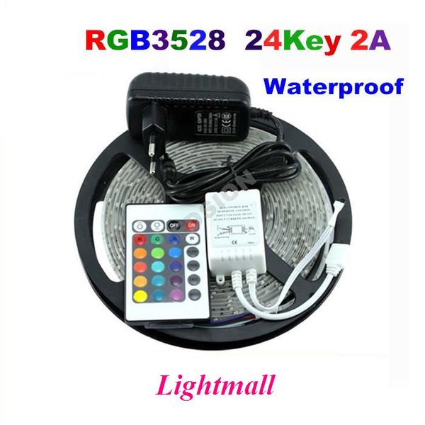 

Светодиодные полосы 5 м набор 3528SMD 60led светодиодные полосы света водонепроницаемый 24Keys ИК пульт дистанционного управления адаптер питания белый / красный / RGB светодиодные полосы света