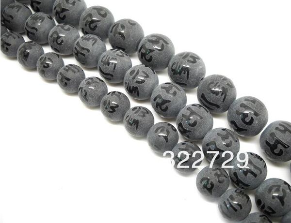 

Black stone semi-precious stones 8/10/12mm gilt Buddha Mantra beads loose beads DIY craft materials Jewelry Accessories