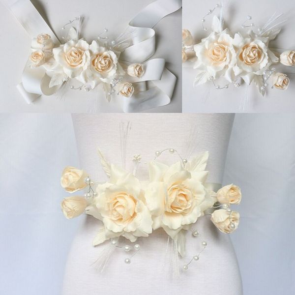 real picture artificial flowers hand made wedding belts bridal sashes silk satin ribbon sashes with pearls romantic yellow floral, White
real picture artificial flowers hand made wedding belts bridal sashes silk satin ribbon sashes with pearls romantic yellow floral, White