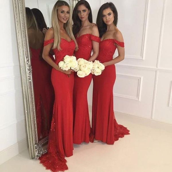 2017 red off the shoulder mermaid maid of honor gowns lace sequins tulle sweep train bridesmaid dresses wedding guest dresses, White;pink
2017 red off the shoulder mermaid maid of honor gowns lace sequins tulle sweep train bridesmaid dresses wedding guest dresses, White;pink