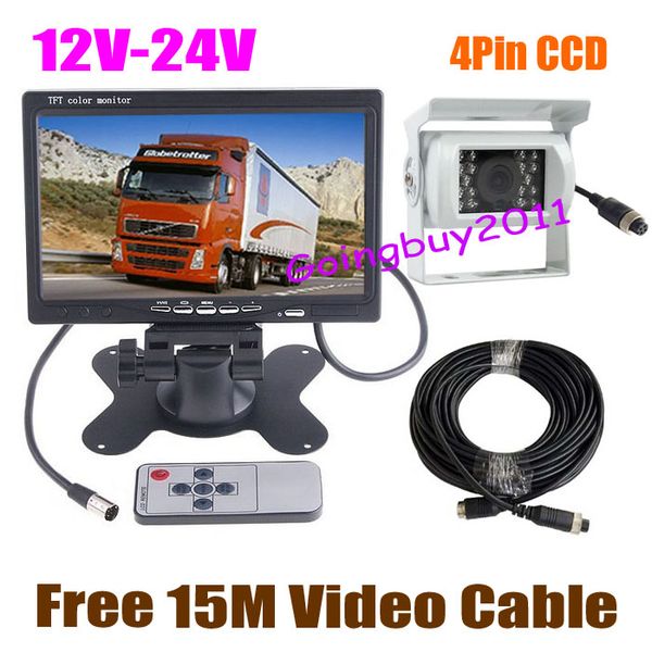 white 12v-24v 4pin ccd 18 led ir reversing backup camera + 7" lcd monitor car rear view kit 15m video cable
white 12v-24v 4pin ccd 18 led ir reversing backup camera + 7" lcd monitor car rear view kit 15m video cable