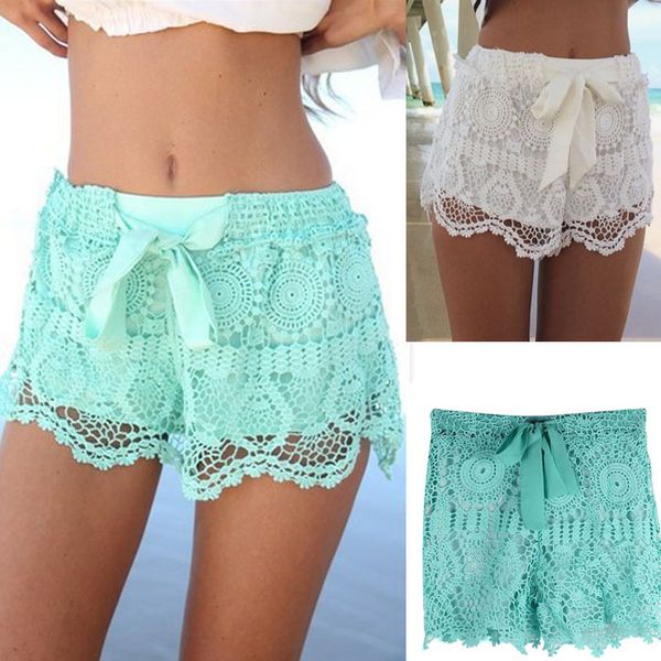 1pc women girl lace hem crochet chiffon belt summer beach shorts feitong, White;black
1pc women girl lace hem crochet chiffon belt summer beach shorts feitong, White;black