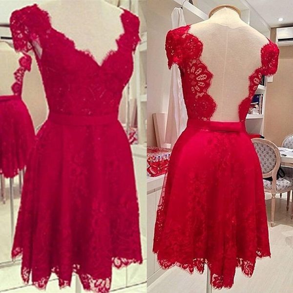 2019 short red homecoming dresses backless cap sleeve v-neck lace fashion modern design mini prom gowns custom made h73, Blue;pink
2019 short red homecoming dresses backless cap sleeve v-neck lace fashion modern design mini prom gowns custom made h73, Blue;pink