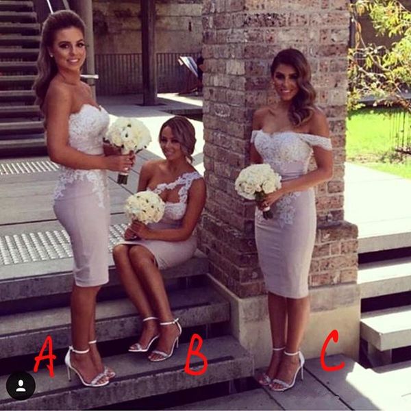 2018 mix order lace sheath short bridesmaid dresses satin applique knee length party prom wedding guest dresses evening gowns, White;pink
2018 mix order lace sheath short bridesmaid dresses satin applique knee length party prom wedding guest dresses evening gowns, White;pink