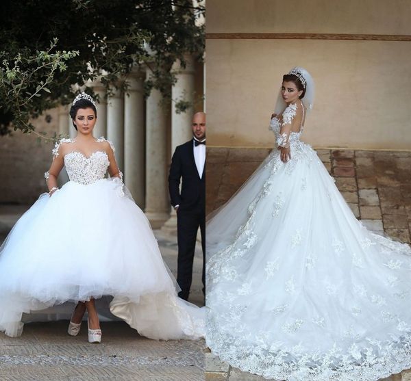 vintage long sleeves lace ball gown wedding dresses with sheer crew neck see through back arabic puffy skirt a line winter bridal gowns, White
vintage long sleeves lace ball gown wedding dresses with sheer crew neck see through back arabic puffy skirt a line winter bridal gowns, White