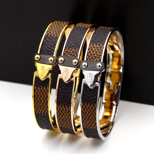 Top brand 316L Titanium steel Brown Plaid Leather bangles brand name Gold buckle bracelets Belt Fashion wedding jewelry Free Shipping
Top brand 316L Titanium steel Brown Plaid Leather bangles brand name Gold buckle bracelets Belt Fashion wedding jewelry Free Shipping