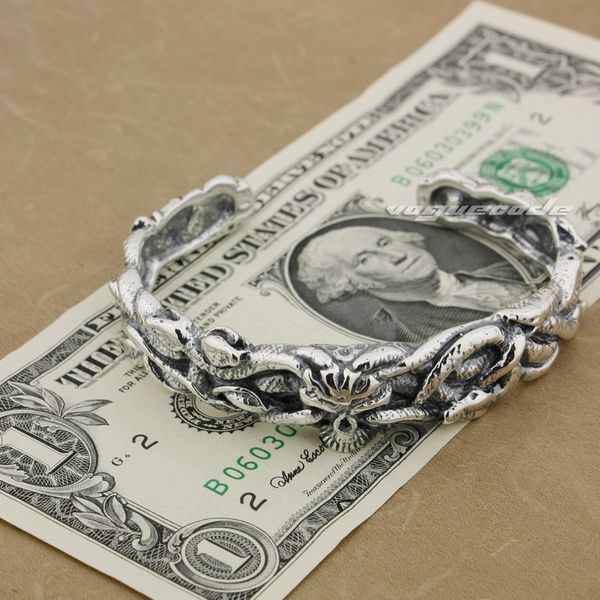 925 sterling silver snakes on skull mens biker rock punk bangle 9b009 fit 6.0 ~ 7.5 inches wrist, Black
925 sterling silver snakes on skull mens biker rock punk bangle 9b009 fit 6.0 ~ 7.5 inches wrist, Black