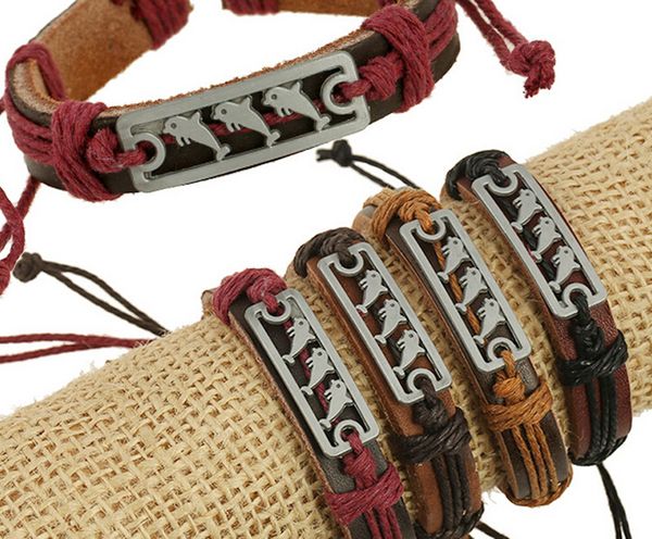 2015 latest version punk style 100% genuine leather bracelet handmade man woman three of the dolphins rope adjustable bracelet 20pcs/lot, Black
2015 latest version punk style 100% genuine leather bracelet handmade man woman three of the dolphins rope adjustable bracelet 20pcs/lot, Black