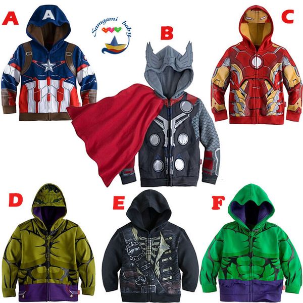 

dhl children hoodies new baby boys captain america hoodies jacket avengers hulk thor iron man superhero cosplay kids hoodie jacket c001, Black
