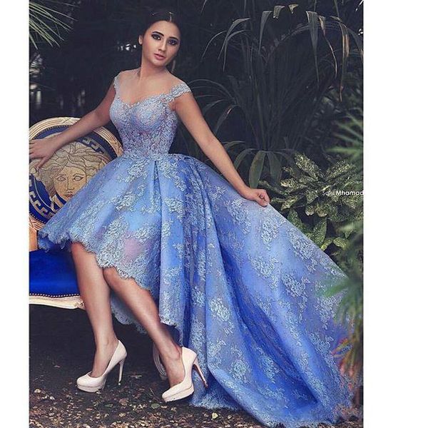 light sky blue evening dresses 2018 lace hi lo prom dress off shoulder said mhamad formal party gowns, Black;red
light sky blue evening dresses 2018 lace hi lo prom dress off shoulder said mhamad formal party gowns, Black;red