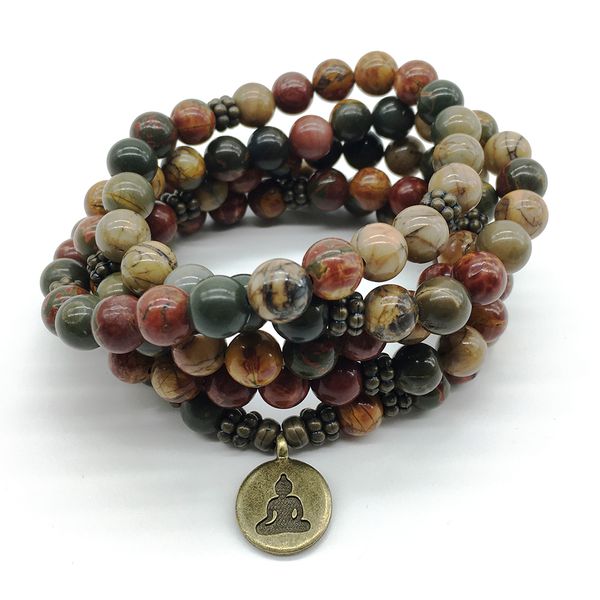 sn1213 trendy design 4 wrap women`s yoga bracelet 108 mala balance necklace natural picasso jaspeer buddha charm bracelet, Black
sn1213 trendy design 4 wrap women`s yoga bracelet 108 mala balance necklace natural picasso jaspeer buddha charm bracelet, Black