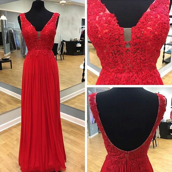 red prom dress deep v neck sleeveless illusion lace appliques bodice backless evening party gowns sheath dress, Black
red prom dress deep v neck sleeveless illusion lace appliques bodice backless evening party gowns sheath dress, Black
