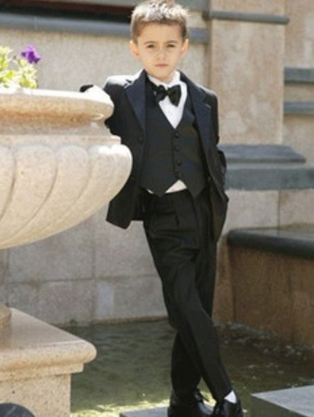 

attractive tuxedos fashionable kid complete designer notch lapel boy wedding suit boys' attire custom-made (jacket+pants+tie+vest) 58, Black