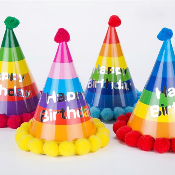 

дети день рождения шляпа многоцветный детские мальчики девочки день рождения шапки с днем рождения на продажу sd447
