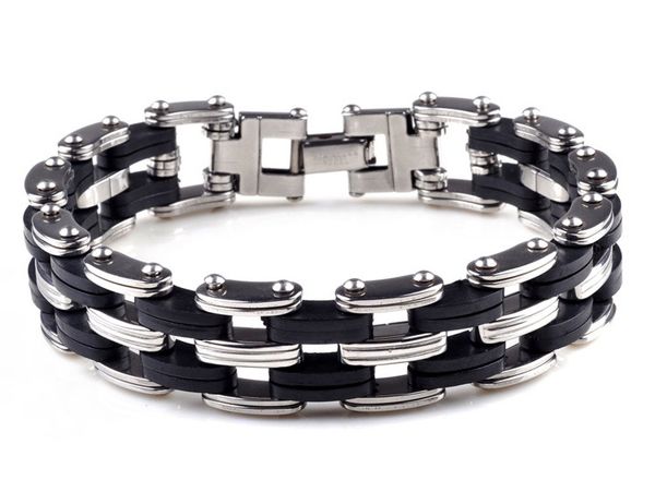 black punk style stainless steel & silicone mens bracelet link chain biker bicycle bracelets men jewelry wristband d258l
black punk style stainless steel & silicone mens bracelet link chain biker bicycle bracelets men jewelry wristband d258l