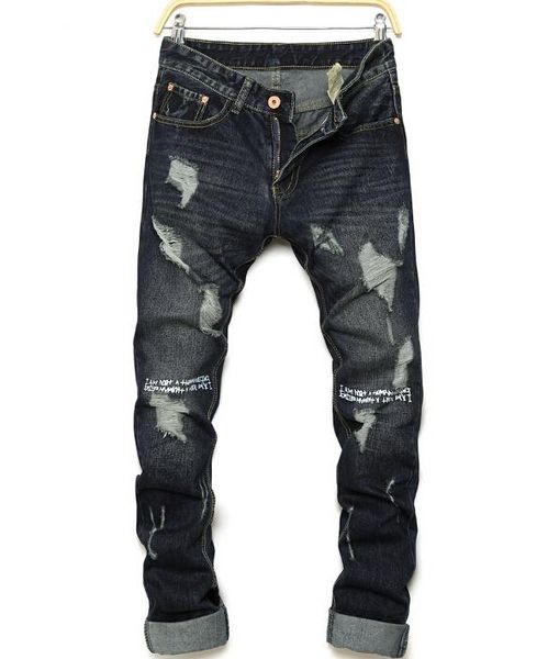 high quality fashion mens jeans hole casual ripped jeans men hiphop pants straight jeans for men denim trousers, Blue
high quality fashion mens jeans hole casual ripped jeans men hiphop pants straight jeans for men denim trousers, Blue