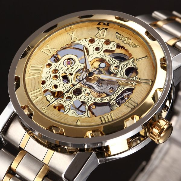 wholesale-winner golden men skeleton mechanical watch stainess steel steel hand wind watches transparent steampunk montre homme wristwatch, Slivery;brown
wholesale-winner golden men skeleton mechanical watch stainess steel steel hand wind watches transparent steampunk montre homme wristwatch, Slivery;brown
