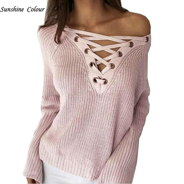 wholesale- 2016 lace up flare sleeve knitted sweater women v neck pullover pink jumpers casual loose split knitwear, White;black
wholesale- 2016 lace up flare sleeve knitted sweater women v neck pullover pink jumpers casual loose split knitwear, White;black
