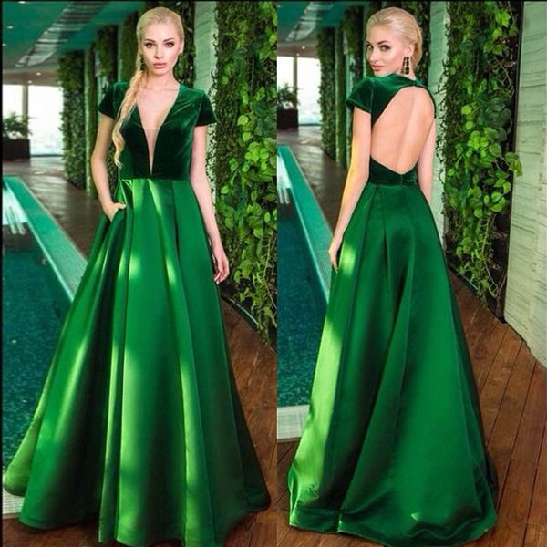 long deep v collar backless a line floor length prom party dress formal evening dresses, Black
long deep v collar backless a line floor length prom party dress formal evening dresses, Black