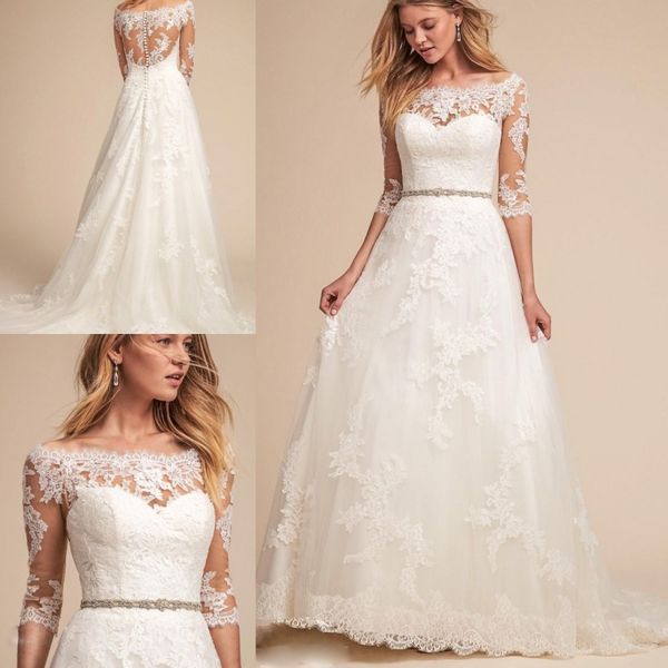 bhldn кружева свадебные платья бато бифштексы свадебные платья с длинными рукавами 3/4 развертки поезд a-line свадебное платье vestidos de n, White
bhldn кружева свадебные платья бато бифштексы свадебные платья с длинными рукавами 3/4 развертки поезд a-line свадебное платье vestidos de n, White