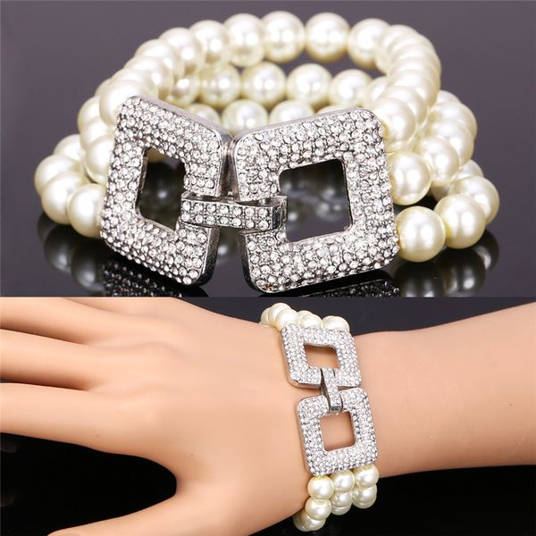 multilayer stacked bracelet for women fashion jewelry austrian rhinestone square charms luxury 3 layers pearl bracelet, Black
multilayer stacked bracelet for women fashion jewelry austrian rhinestone square charms luxury 3 layers pearl bracelet, Black