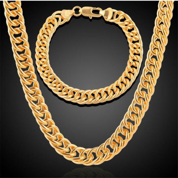 europe and the united states mens thick tight link 18k yellow plated gold finish miami cuban link chain and bracelet set, Silver
europe and the united states mens thick tight link 18k yellow plated gold finish miami cuban link chain and bracelet set, Silver