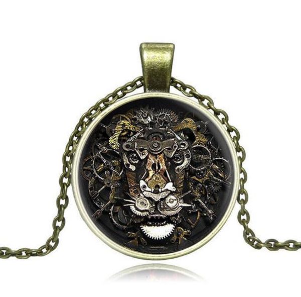vintage style unisex, punk, geer and lion , necklace with circle pedant, gold and silver colors, and
vintage style unisex, punk, geer and lion , necklace with circle pedant, gold and silver colors, and