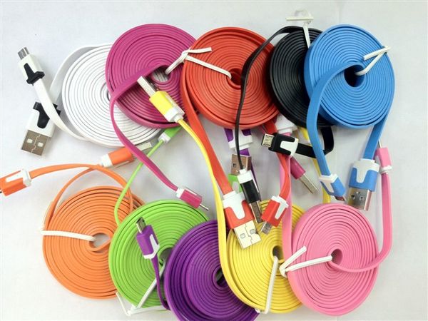 

NEW Micro USB 2.0 Cable Sync Data Charging 1m 3ft 2m 6ft 3m Cord Flat Woven Fabric Dual Colors for Samsung Galaxy S3 S4 S5 HTC Blackberry