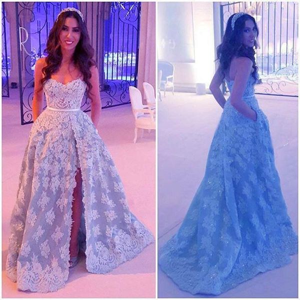 new vestidos lace applique arabic prom dress high split sweetheart neck a line evening dress party dress sweep train custom made, Black;red
new vestidos lace applique arabic prom dress high split sweetheart neck a line evening dress party dress sweep train custom made, Black;red