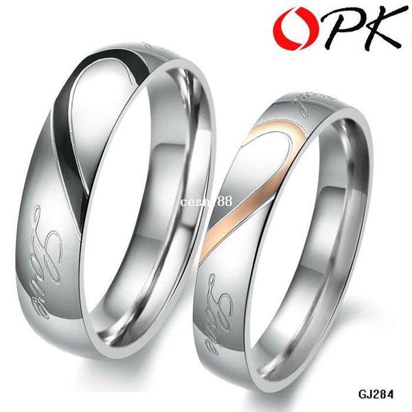 OPK JEWELRY 2 rings "Real Love" 316L Stainless Steel half Heart Couple ring for Wedding/ Engagement hot promise ring
OPK JEWELRY 2 rings "Real Love" 316L Stainless Steel half Heart Couple ring for Wedding/ Engagement hot promise ring