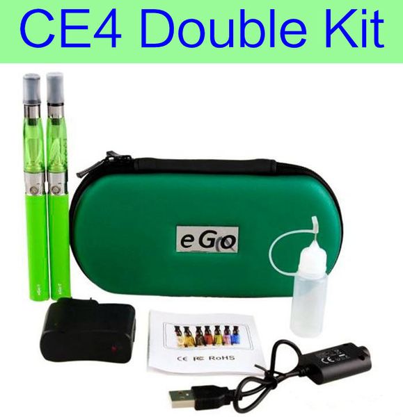 

CE4 Double kits eGo zipper case starter kit e cigs electronic cigarette CE4 atomizer 650mah 900mah 1100mah battery cig vapor vaporizer