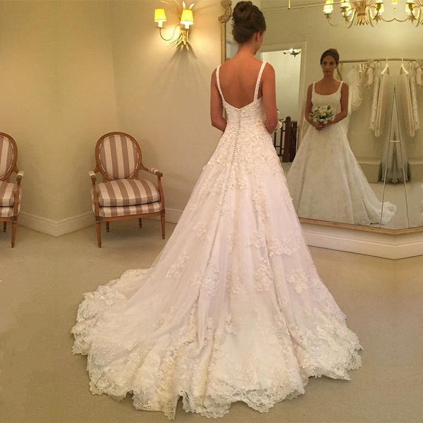 new arrival a-line wedding dresses scoop neck sleeveless open back exquisite lace appliques bridal gowns sweep train, White
new arrival a-line wedding dresses scoop neck sleeveless open back exquisite lace appliques bridal gowns sweep train, White