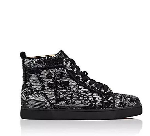 Wholesale Fashion 2018 black glitter Men Brand Designer Red Bottoms Shoes High Top Genuine Leather Casual Flat Margiela Sneakers big size 47 
Wholesale Fashion 2018 black glitter Men Brand Designer Red Bottoms Shoes High Top Genuine Leather Casual Flat Margiela Sneakers big size 47
