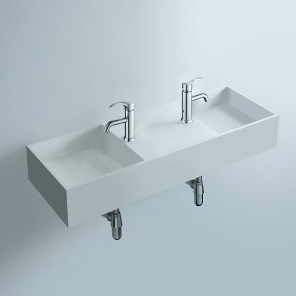 

Rectangular Bathroom Solid Surface Stone Counter Top Vessel Sink Fashionable Cloakroom Stone Vanity Wash Basin RS3830