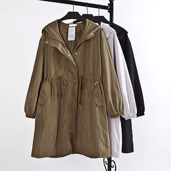 wholesale- f5 autumn casual women trench coat plus size woman clothes long sleeve hooded drawstring waist loose fashion md-long outerwear, Tan;black
wholesale- f5 autumn casual women trench coat plus size woman clothes long sleeve hooded drawstring waist loose fashion md-long outerwear, Tan;black