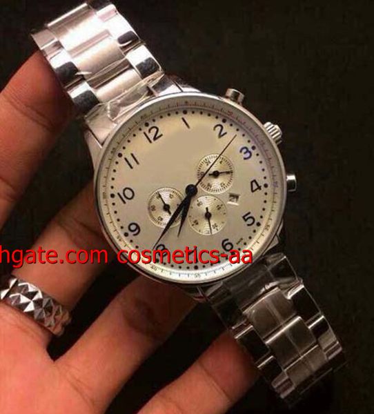 luxury men watch white dial quartz chronograph stainless steel bracelet men's watches wristwatch, Slivery;brown
luxury men watch white dial quartz chronograph stainless steel bracelet men's watches wristwatch, Slivery;brown