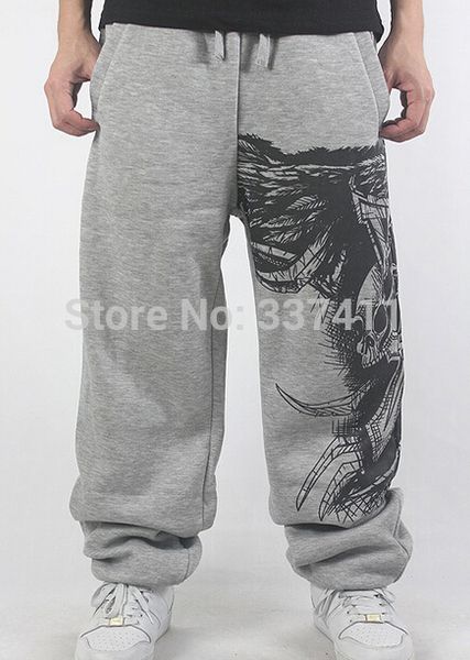 wholesale-2015black/gray lovers sweatpants sport pants hip hop designer fashion letter print men bulls street dance trouser hiphop joggers, Black